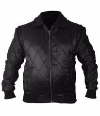 Ryan Gosling Black Satin Varsity Bomber Jacket with White Scorpion Embroidered Logo - MNCLeather