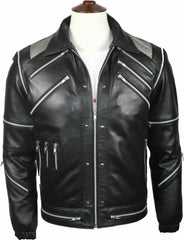 Rare Find MJ's Beat it Up Rocker Real Black Leather Jacket for Men - MNCLeather