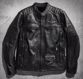 Harley Davidson Victory Passion Distressed Black Cowhide Leather Jacket with Dual Vents