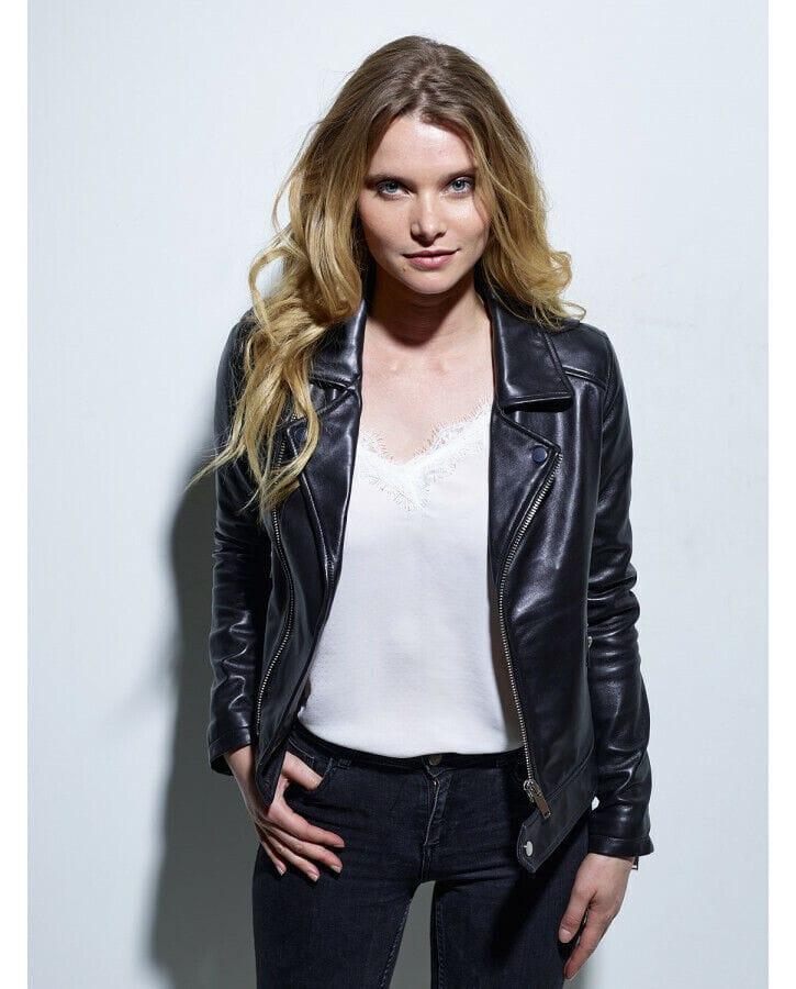 Premium Quality Casual Sports Black Leather Coat for Women - MNCLeather