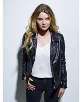 Premium Quality Casual Sports Black Leather Coat for Women - MNCLeather