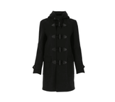 Long Length Wool Duffle Hooded Overcoat with Front Horns Closure for Women - MNCLeather