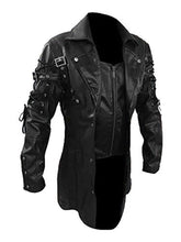 Goth Matrix Halloween Cosplay Trench Coat in Black Faux Leather - MNCLeather