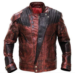 Peter Quill Star Lord Inspired Distressed Maroon Guardian of Galaxy Dirt Leather Jacket - MNCLeather