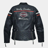 Miss Enthusiast Harley Davidson Black Cowhide Motorcycle Leather Jacket for Women - MNCLeather