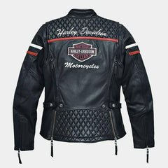 Miss Enthusiast Harley Davidson Black Cowhide Motorcycle Leather Jacket for Women - MNCLeather