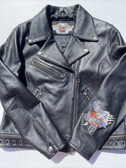 Harley Davidson Road Angel High Quality Motorcycle Cowhide Leather Jacket for Women - MNCLeather