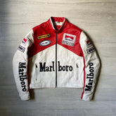 marlboro white and red leather jacket for men