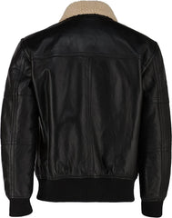 G1 Navy Cowhide Black Bomber Jacket for Men with Warm Sherpa Shearling for Winters - MNCLeather