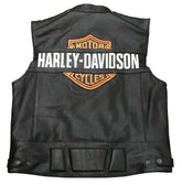 Harley Davidson Passing Link Black Cowhide Leather Vest for Men - MNCLeather