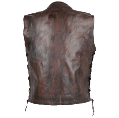 Dark Tan Waxed Indiana Button Closure Sleeveless Vest for Men - MNCLeather