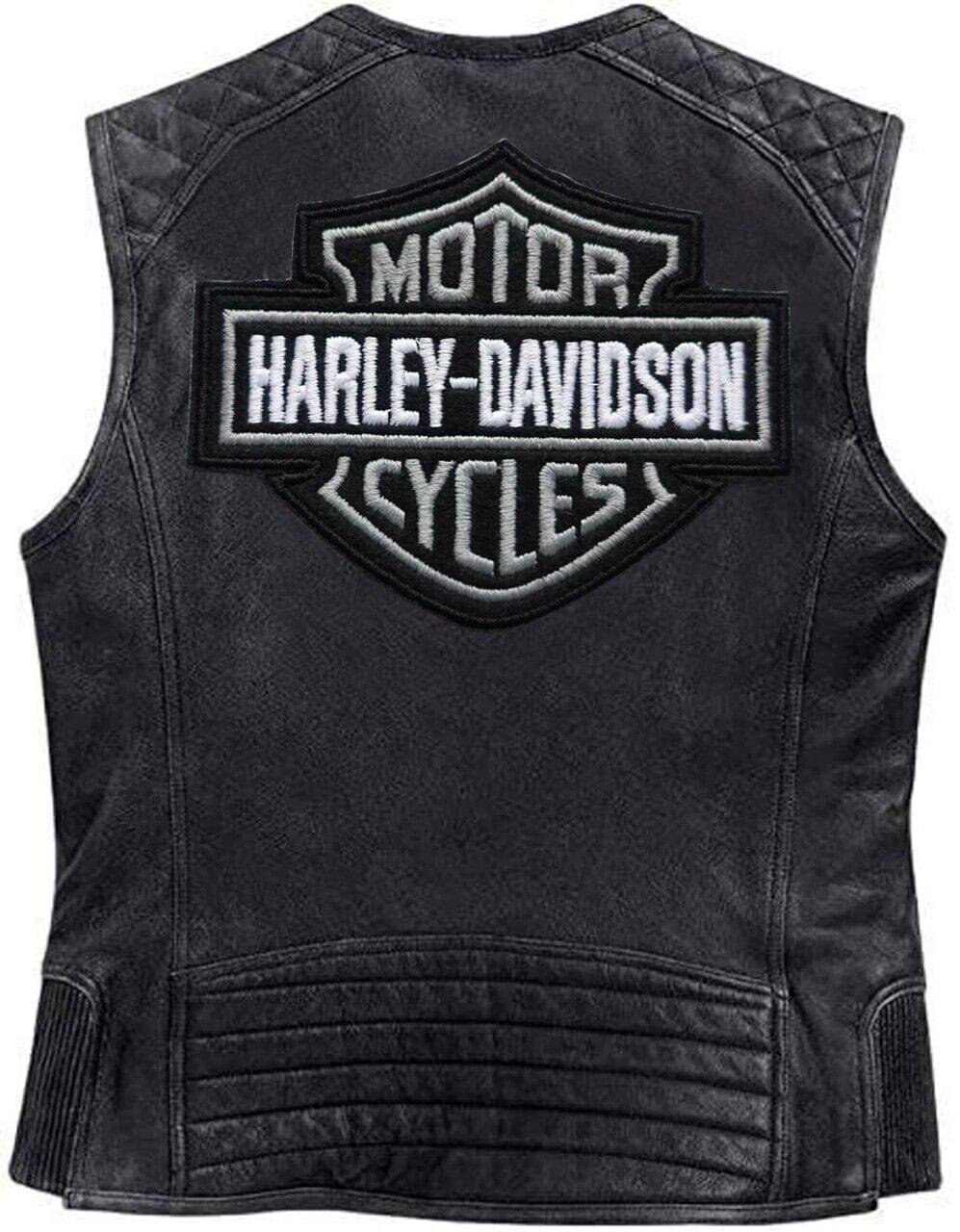 HD Motorcycle Cowhide Black Genuine Sleeveless Leather Vest - MNCLeather
