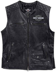 HD Motorcycle Cowhide Black Genuine Sleeveless Leather Vest - MNCLeather