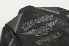 Harley Davidson Classic Cruiser Grey and Black Cowhide Leather Jacket for Men with Dual Vents