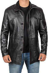 Supernatural Dean Winchester Bristol Black Leather Long Length Overcoat Coat for Men