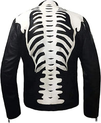 Premium Quality Skeleton Bones Halloween Cosplay Costume Real Leather Jacket