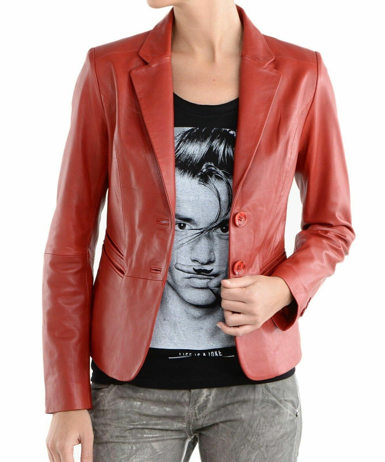 Valentino Red Rarefind Women Motorcycle Casual Sport Leather Coat - MNCLeather
