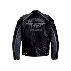Harley Davidson Classic Cruiser Grey and Black Cowhide Leather Jacket for Men with Dual Vents