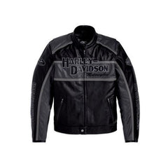 Harley Davidson Classic Cruiser Grey and Black Cowhide Leather Jacket for Men with Dual Vents