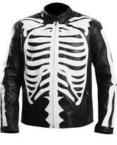 Halloween Special Exlusively Desgined White Bones Skeleton Leather Jacket for Men. - MNCLeather