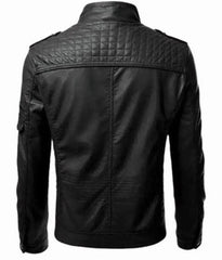 Men's Slim fit Biker's Black Real Leather Jacket - Handmade Casual Lambskin Leather Black Jacket - MNCLeather