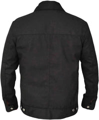 Rip Wheeler Kevin Costner Lightweight Black Leather Jacket - Mens Button Closure Black Denim Cotton Jacket - MNCLeather