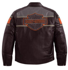 harley davidson cowhide brown leather jacket for men
