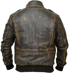 RAF Aviator Cockpit Pilot A2 Distressed Brown Bomber Leather Jacket for Men - Military bomber Jacket for Men - MNCLeather