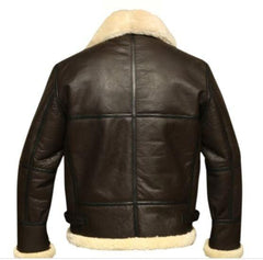Cockpit Pilot Aviator Military Bomber Brown Leather Jacket with Warm Sheep Shearling for Men - MNCLeather