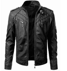 Men's Slim fit Biker's Black Real Leather Jacket - Handmade Casual Lambskin Leather Black Jacket - MNCLeather