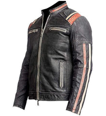 Distressed Motorcycle Jacket - Handmade Vintage Retro Biker Leather Jacket for Men - MNCLeather