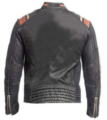Distressed Motorcycle Jacket - Handmade Vintage Retro Biker Leather Jacket for Men - MNCLeather