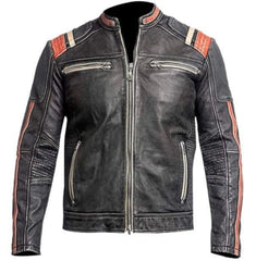 Distressed Motorcycle Jacket - Handmade Vintage Retro Biker Leather Jacket for Men - MNCLeather