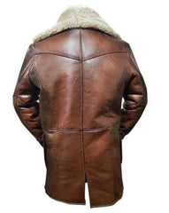 Brown Lambskin Real Shearling Coat in Bronze Waxed Brown Colour and Real Sheep Shearling for Winters - MNCLeather