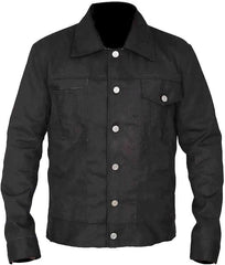 Rip Wheeler Kevin Costner Lightweight Black Leather Jacket - Mens Button Closure Black Denim Cotton Jacket - MNCLeather