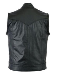 Mens Motorcycle Handmade Sleeveless Retro Biker Real Leather Vest with Multiple Pockets - MNCLeather