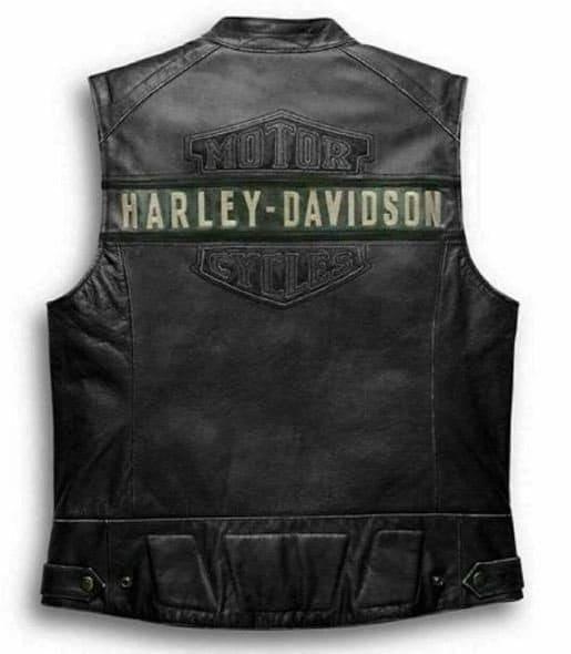 Men's Motorcycle Passing Link Cowhide Black Leather Vest - Handmade Sleeveless Black Leather Vest for Men - MNCLeather