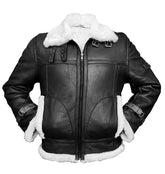 Cockpit Pilot RAF Aviator WWII Military Bomber Black Genuine Leather Jacket with Warm Sheep Shearling for Winters and Cold Weather - MNCLeather