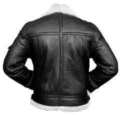 Cockpit Pilot RAF Aviator WWII Military Bomber Black Genuine Leather Jacket with Warm Sheep Shearling for Winters and Cold Weather - MNCLeather