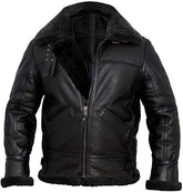 Cockpit Pilot RAF WWII Aviator B3 Military Black Bomber Jacket with Real Sheep Shearling - MNCLeather