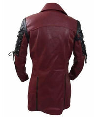 Men's Handmade Victorian Style Metrix Trench Coat - Halloween Dracula Red Leather Trench Coat for Men - MNCLeather