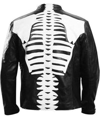 Halloween Special Exlusively Desgined White Bones Skeleton Leather Jacket for Men. - MNCLeather