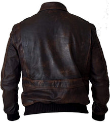 WWII Cockpit Pilot RAF Aviator A2 Indiana Distressed Brown Bomber Lambskin Genuine Leather Jacket for Men in Brown Cocoa Effects - MNCLeather