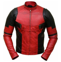 Men's Specially Designed Cosplay Red & Black Pool Superhero Faux Leather Jacket for Costume Party or Casual Wear - MNCLeather
