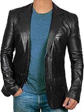 Classic Fit Black Lambskin Real Lambskin Leather Sports Coat for Men - Lightweight Real Leather Black Casual Overcoat for Men - MNCLeather