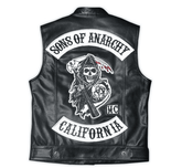 Son of Anarchy Real Leather Sleeveless Vest for Men with Patches - MNCLeather
