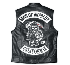Son of Anarchy Real Leather Sleeveless Vest for Men with Patches - MNCLeather