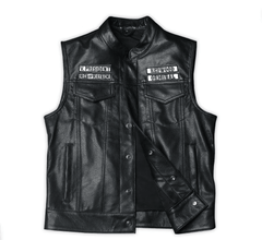 Son of Anarchy Real Leather Sleeveless Vest for Men with Patches - MNCLeather