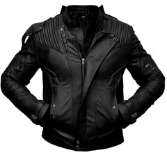 Peter Quill The Starlord Cosplay Black Leather Jacket for Men - MNCLeather