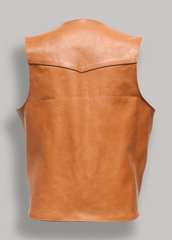 Tan Brown Lightweight Lambskin Genuine Leather Vest - MNCLeather